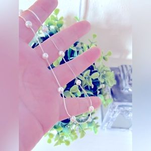 Beautiful vintage sterling silver Sunstone Imports Faux pearl necklace 16”